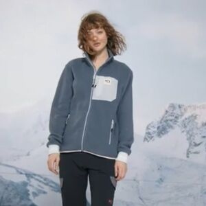 Blue and White Zip-Up Jacket